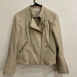 Calvin Klein Women's Beige Faux Leather Jacket